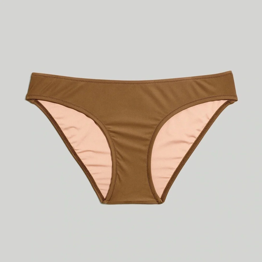 Madewell classic contrast bikini bottom small weathered walnut brown